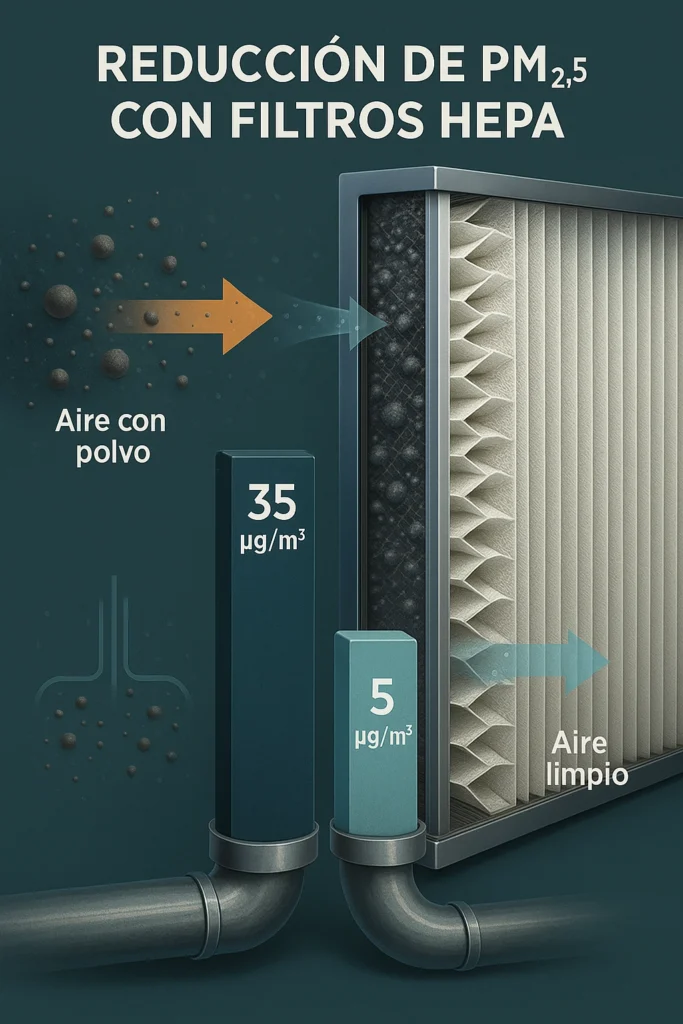 Reducción de partículas PM2.5 tras optimizar el sistema de filtración