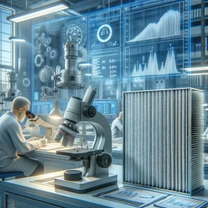 Una representación visual impresionante del impacto positivo de las prácticas de filtración de aire en el entorno industrial. La imagen resalta cómo las tecnologías avanzadas de filtración permiten la coexistencia de la actividad industrial y un ecosistema floreciente