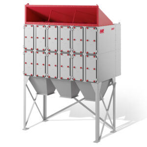 Colector de polvo industrial AIVY RC con diseño modular compacto, adecuado para manejar grandes flujos de aire en entornos industriales exigentes
