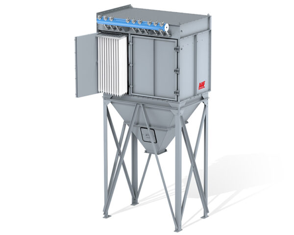 Colector de polvo modular FabriPulse M de AAF, con sistema de limpieza de filtros por pulsos de aire. Ideal para aplicaciones industriales que requieren alta eficiencia en la captura de partículas y mejora de la calidad del aire.